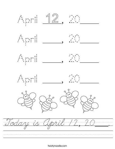 Today is April 12, 2020. Worksheet