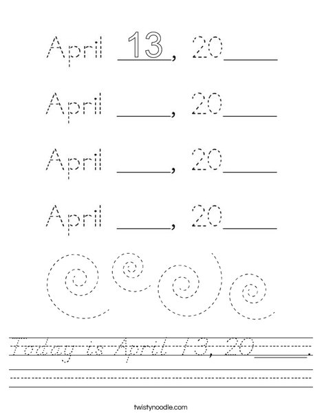 Today is April 13, 2020. Worksheet