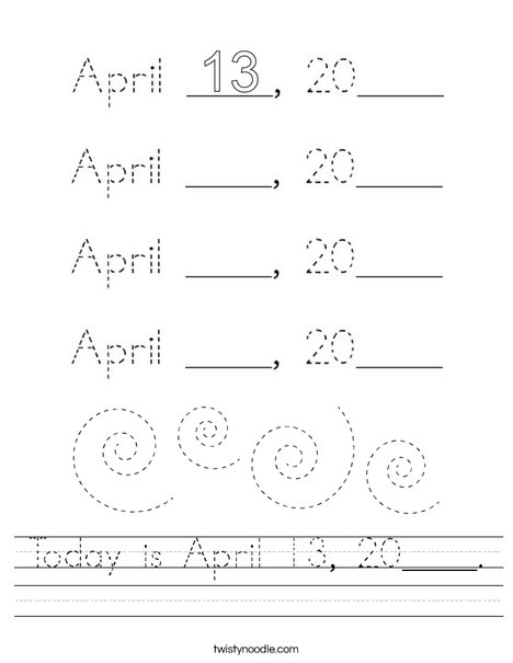 Today is April 13, 2020. Worksheet