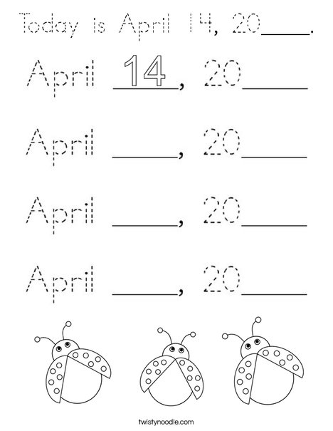 Today is April 14, 2020. Coloring Page