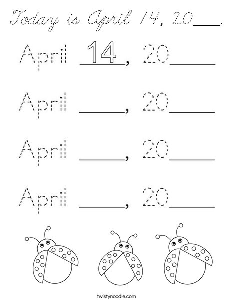 Today is April 14, 2020. Coloring Page