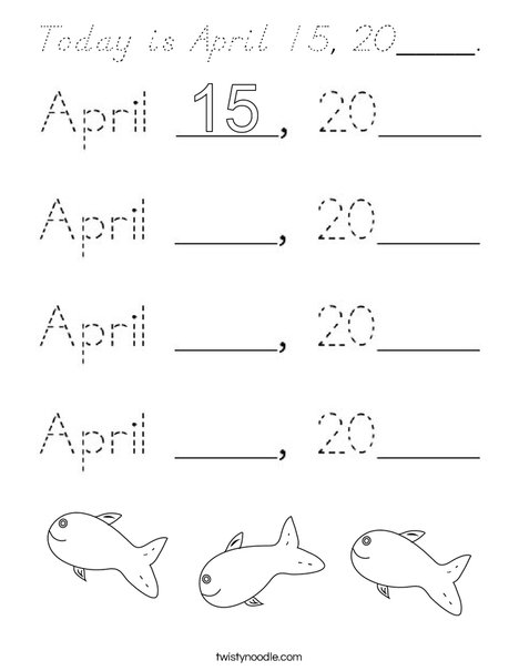 Today is April 15, 2020. Coloring Page