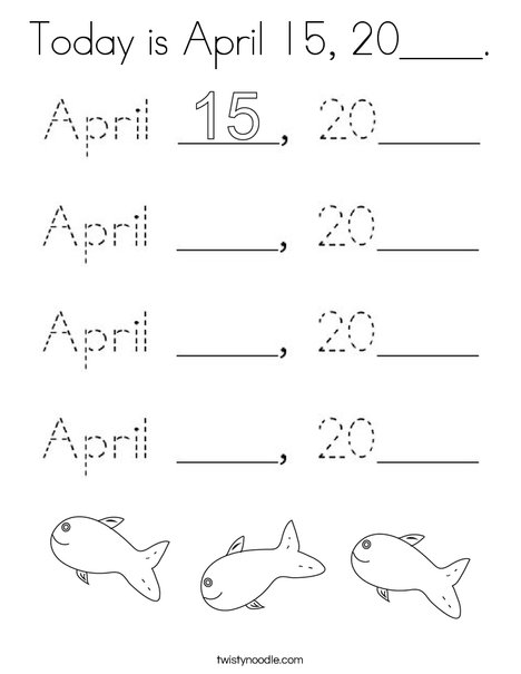 Today is April 15, 2020. Coloring Page