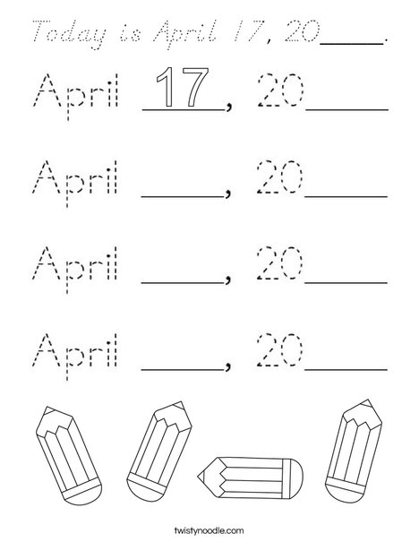 Today is April 17, 2020. Coloring Page