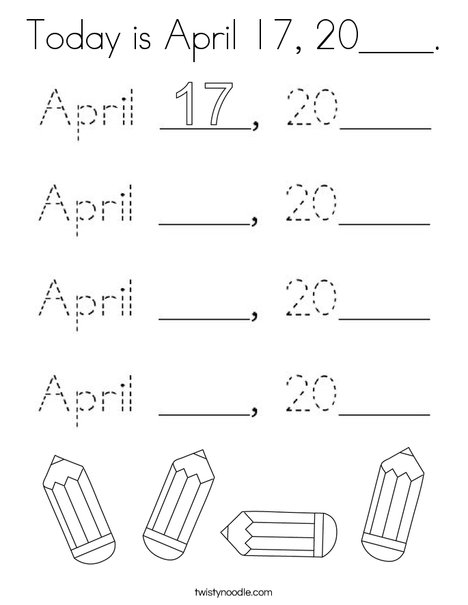 Today is April 17, 2020. Coloring Page