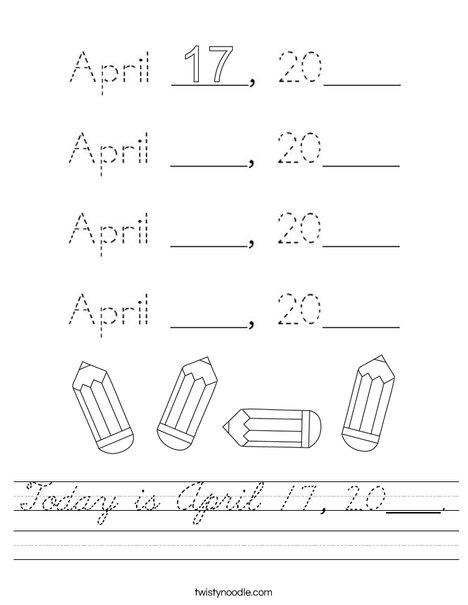 Today is April 17, 2020. Worksheet