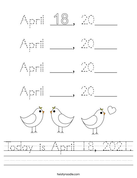 Today is April 18, 2020. Worksheet