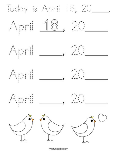 Today is April 18, 2020. Coloring Page