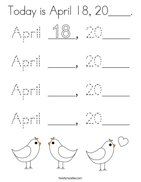 Today is April 18, 2020. Coloring Page