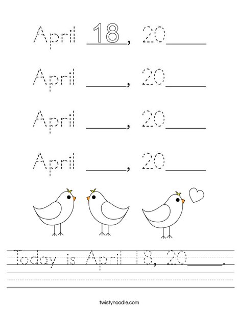 Today is April 18, 2020. Worksheet