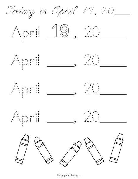 Today is April 19, 2020. Coloring Page