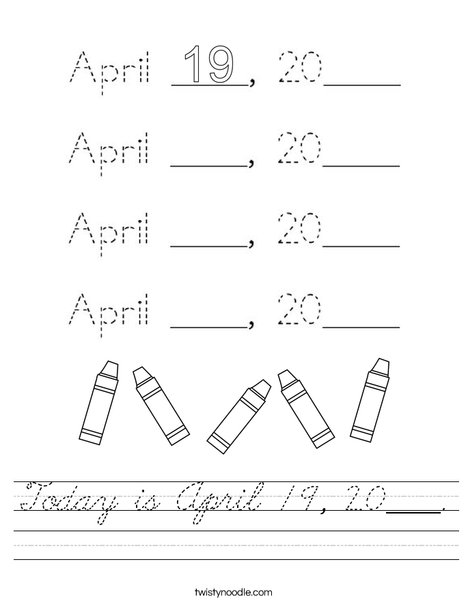 Today is April 19, 2020. Worksheet