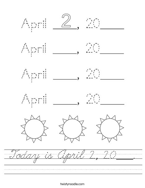 Today is April 2, 2020. Worksheet