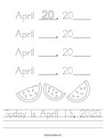 Today is April 13, 2020. Worksheet