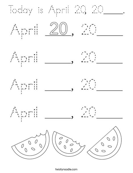 Today is April 20, 2020. Coloring Page