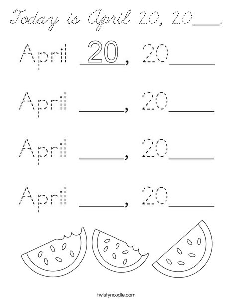 Today is April 20, 2020. Coloring Page