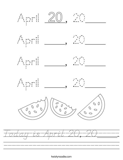 Today is April 20, 2020. Worksheet