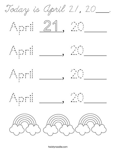 Today is April 21, 2020. Coloring Page