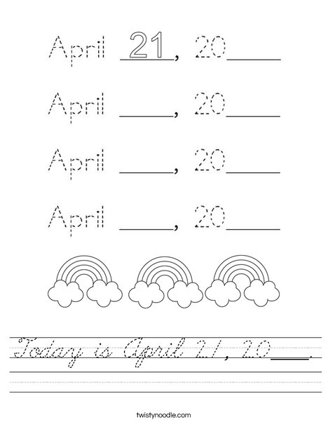 Today is April 21, 2020. Worksheet