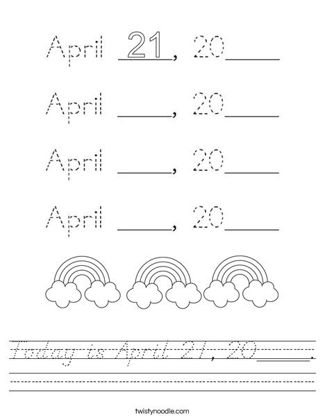 Today is April 21, 2020. Worksheet