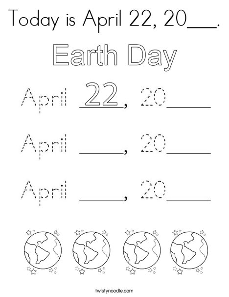 Today is April 22, 2020. Coloring Page