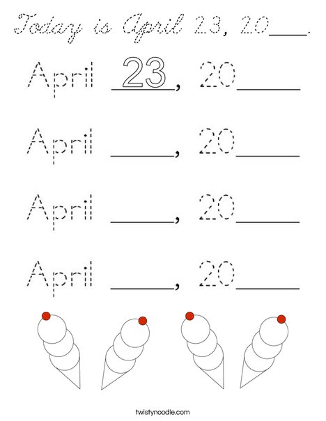 Today is April 23, 2020. Coloring Page