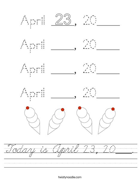 Today is April 23, 2020. Worksheet
