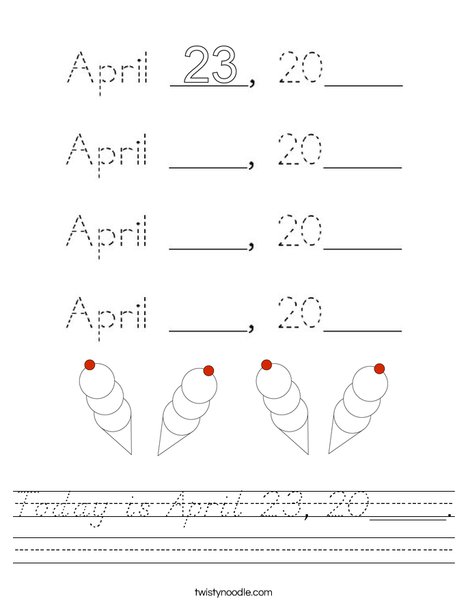 Today is April 23, 2020. Worksheet