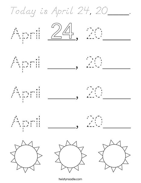 Today is April 24, 2020. Coloring Page