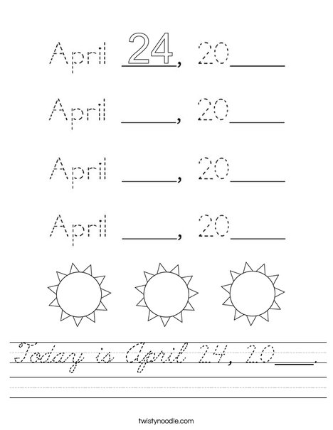 Today is April 24, 2020. Worksheet