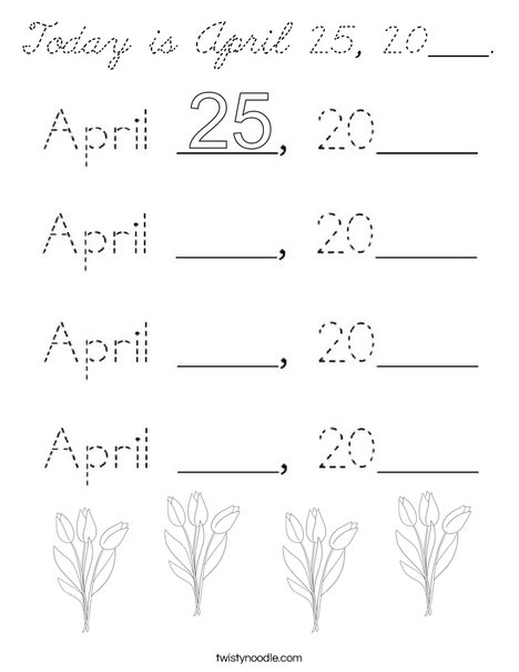 Today is April 25, 2020. Coloring Page