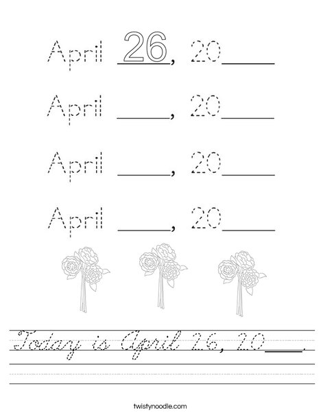 Today is April 26, 2020. Worksheet