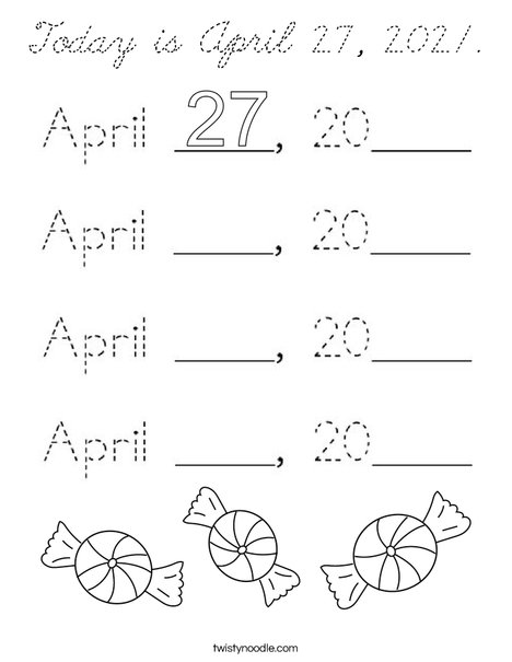 Today is April 27, 2020. Coloring Page