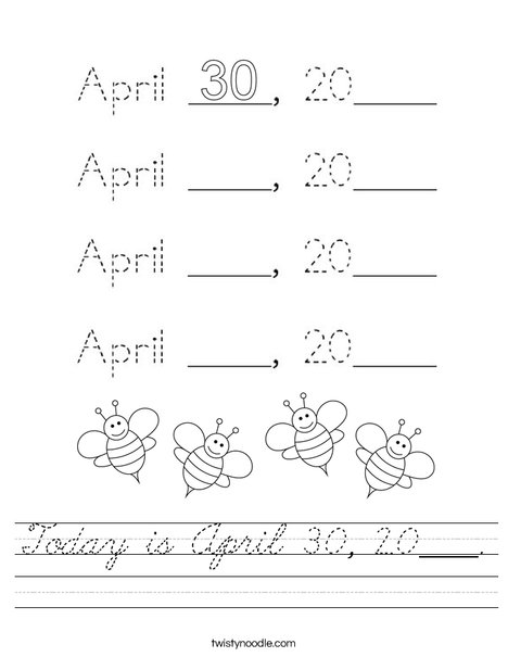 Today is April 28, 2020. Worksheet