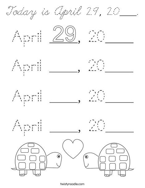Today is April 29, 2020. Coloring Page