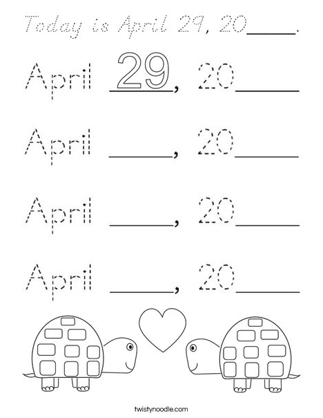 Today is April 29, 2020. Coloring Page