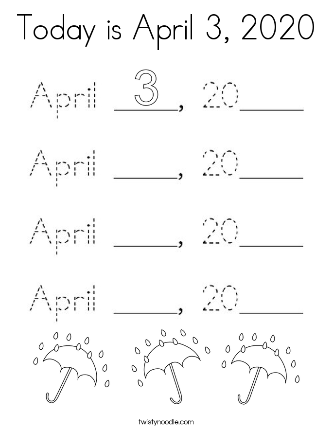 Today is April 3, 2020 Coloring Page