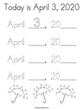 Today is April 3, 2020 Coloring Page