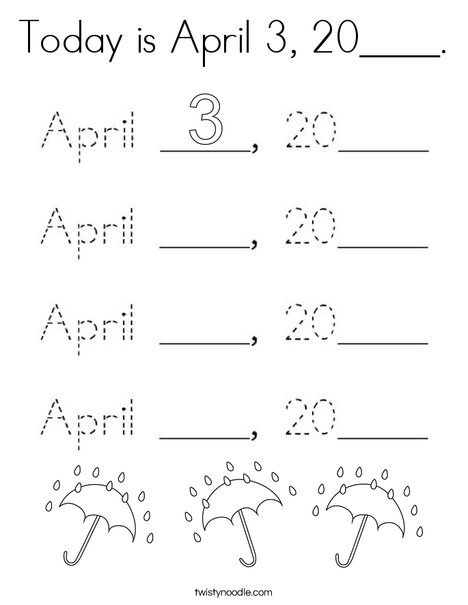 Today is April 3, 2020. Coloring Page