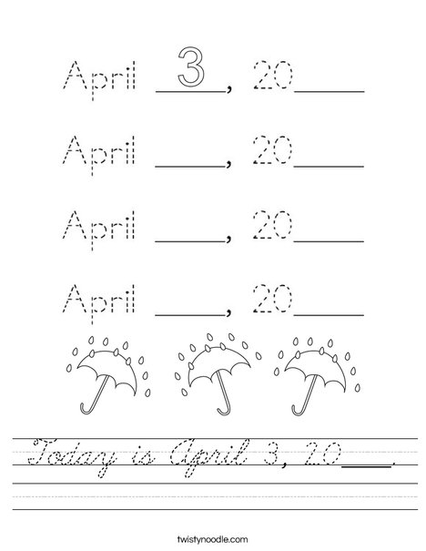 Today is April 3, 2020. Worksheet