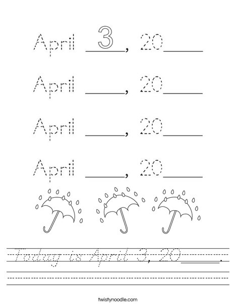 Today is April 3, 2020. Worksheet