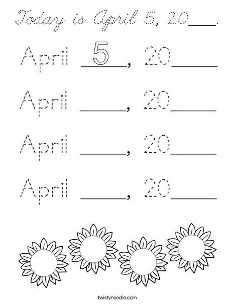 Today is April 5, 2020. Coloring Page