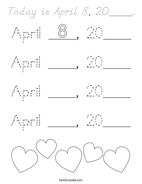 Today is April 8, 2020. Coloring Page