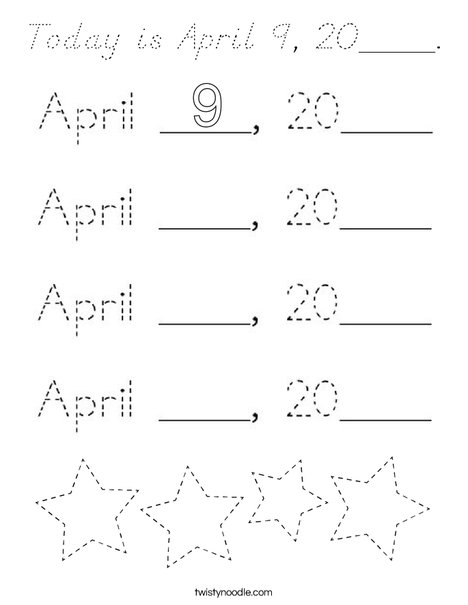 Today is April 9, 2020. Coloring Page