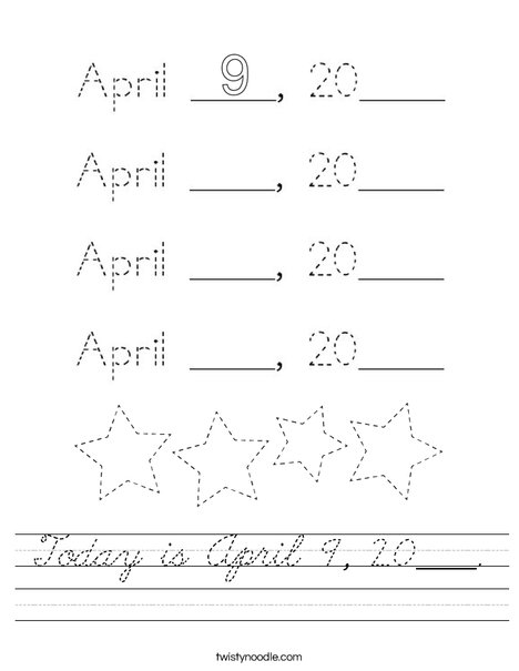 Today is April 9, 2020. Worksheet