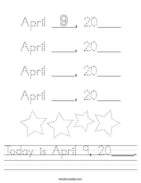 Today is April 9, 2020. Worksheet