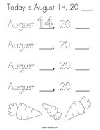 Today is August 14, 20 ___ Coloring Page