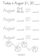Today is August 21, 20 ___ Coloring Page