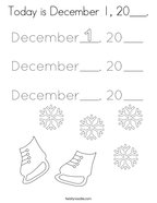 Today is December 1, 20___ Coloring Page