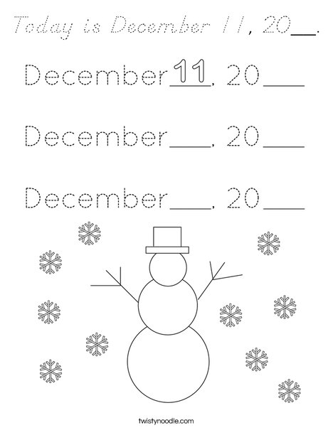 Today is December 11, 20__. Coloring Page